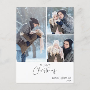 Cartão Postal Três Foto Moderna Minimalista Feliz Natal