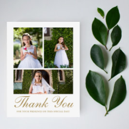 Cartão Postal Três Fotos com Cruz Primeira Comunhão Branco