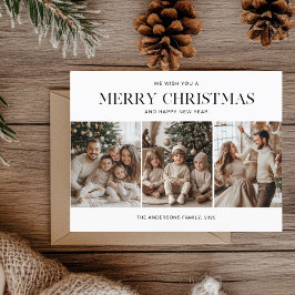 Cartão Postal Três Fotos Feliz Natal e Feliz ano novo