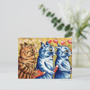 Cartão Postal Três gatos cantando por Louis Wain 