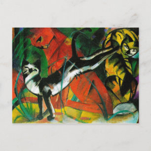 Cartão Postal Três gatos por Franz Marc