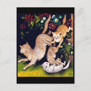 Cartão Postal Três Gatos Reproduzíveis