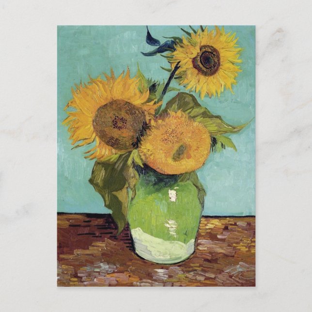 Cartão Postal Três girassóis em umas belas artes de Van Gogh do (Frente)