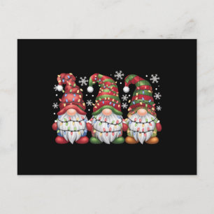 Cartão Postal Três Gnomos Xadrez Búfalo Vermelho Natal
