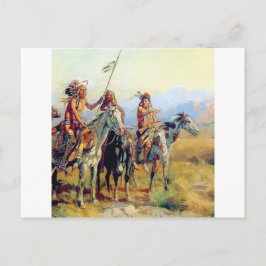 Cartão Postal três índios montados