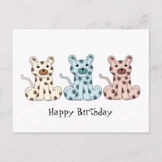 Cartão Postal Três Leopardos de Desenho Animado