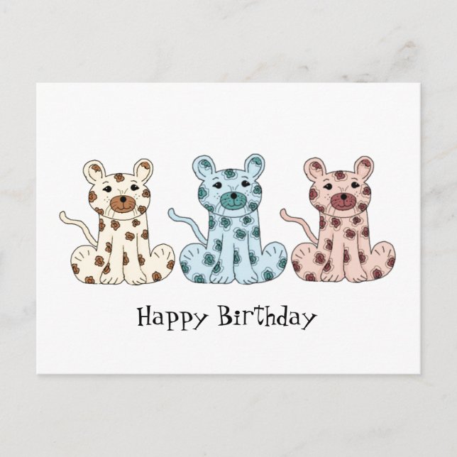 Cartão Postal Três Leopardos de Desenho Animado (Frente)