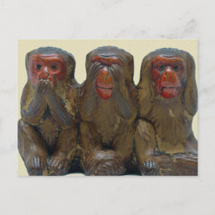 Cartão Postal Três Macacos Sábios