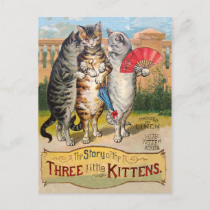 Cartão Postal Três Pequenos Gatinhos Ilustração da Mamãe Gansa