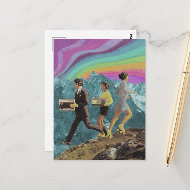 Cartão Postal Três Pessoas sobre os Skates do Rádios Surreais de (Frente/Verso In Situ)