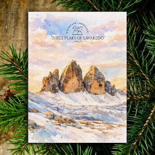 Cartão Postal Três Picos de Lavaredo Montanha em Aquarela