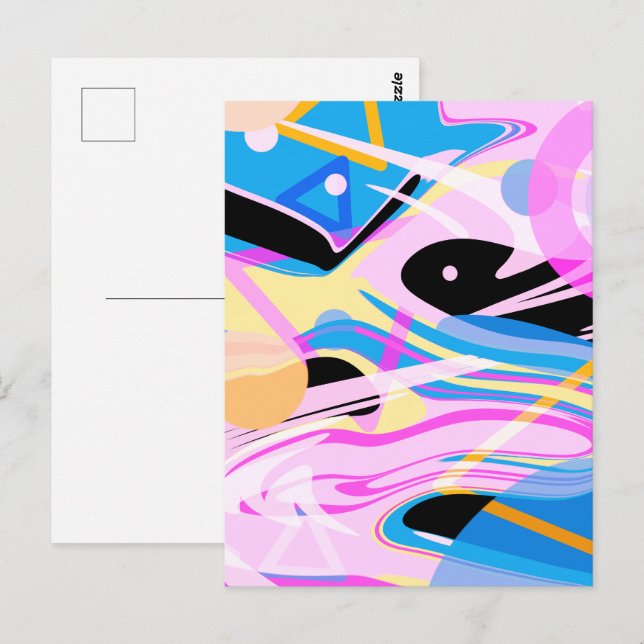 Cartão Postal Três pintura geométrica Abstrato (Frente/Verso)