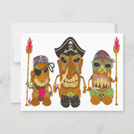 Cartão Postal Três Piratas Tiki, Engraçado