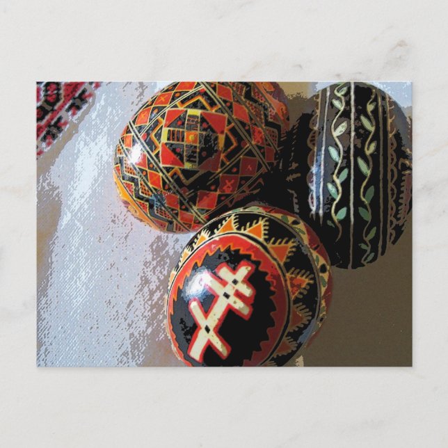Cartão Postal Três Pysanky (Frente)