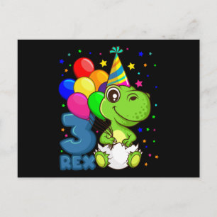 Cartão Postal TRÊS REX 3 Anos de Idade Aniversário de 3 anos Men