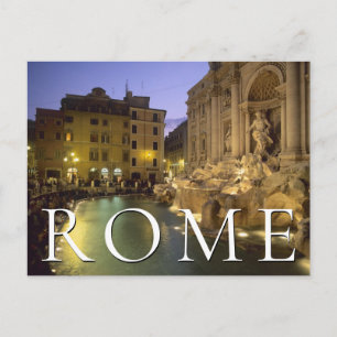 Cartão Postal Trevi Fountain à Noite Roma, Itália Obrigado