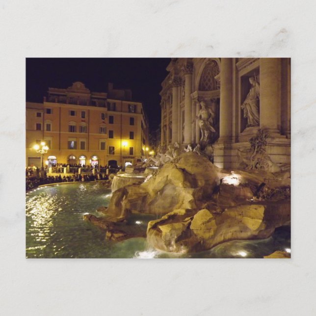 Cartão Postal Trevi Fountain Roma à noite (Frente)