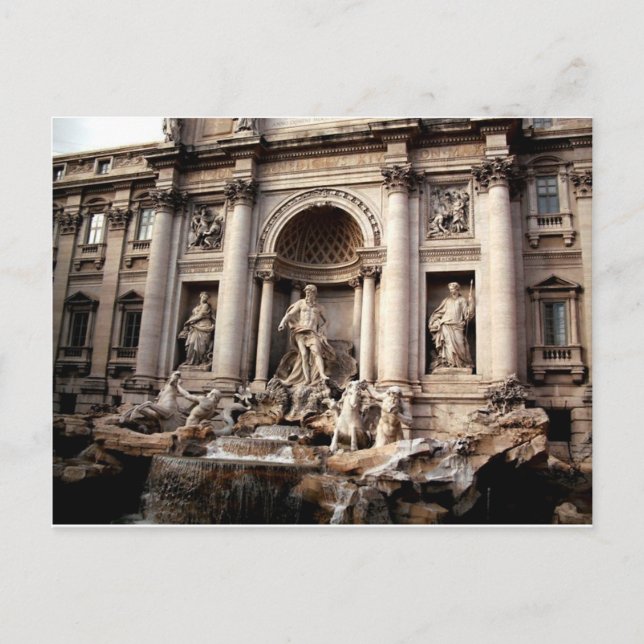 Cartão Postal Trevi Fountain Roma Itália Viagem (Frente)