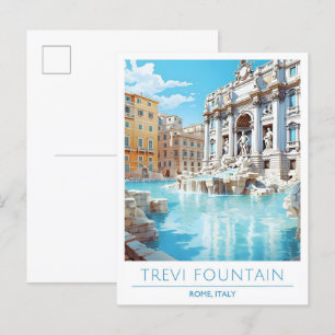 Cartão Postal Trevi Fountain Roma Itália Viagens vintage