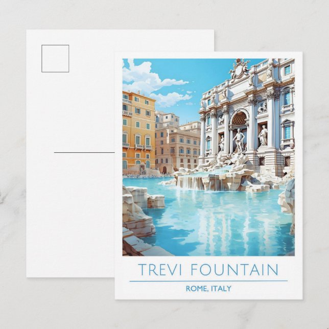 Cartão Postal Trevi Fountain Roma Itália Viagens vintage (Frente/Verso)