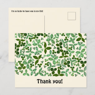 Cartão Postal Trevo de quatro folhas - Obrigado - Sortudo por te