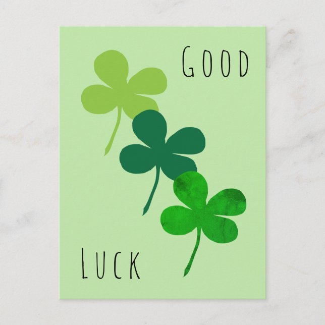 Cartão Postal Trevo de Shamrock Verde Boa Sorte  (Frente)