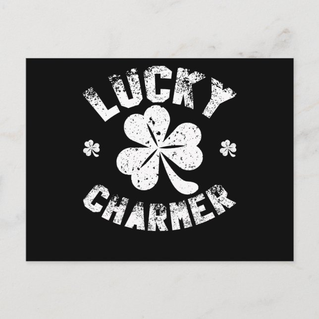 Cartão Postal Trevo Lucky Charmer Engraçado Dia de São Patrício (Frente)