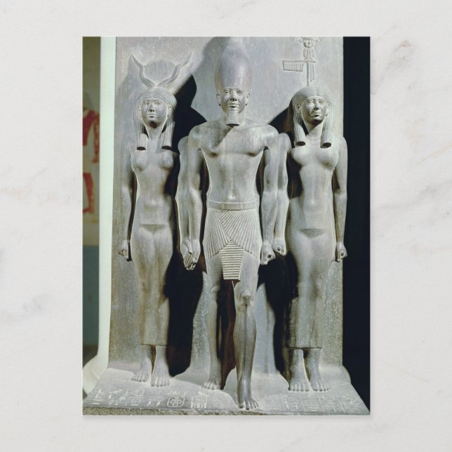 Cartão Postal Tríade de Menkaure com a deusa Hathor (Frente)