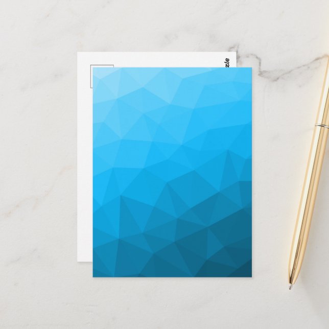 Cartão Postal Triângulo do padrão geométrico do gradiente ciano  (Frente/Verso In Situ)