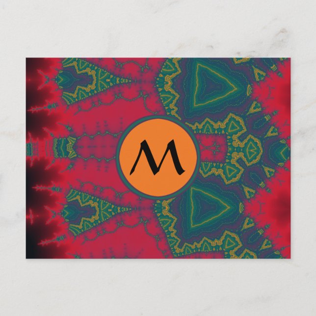 Cartão Postal Triângulos tribais africanos com monograma amarelo (Frente)
