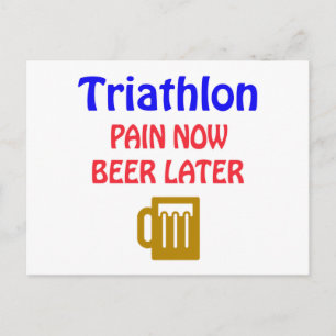 Cartão Postal Triathlon dor agora cerveja mais tarde