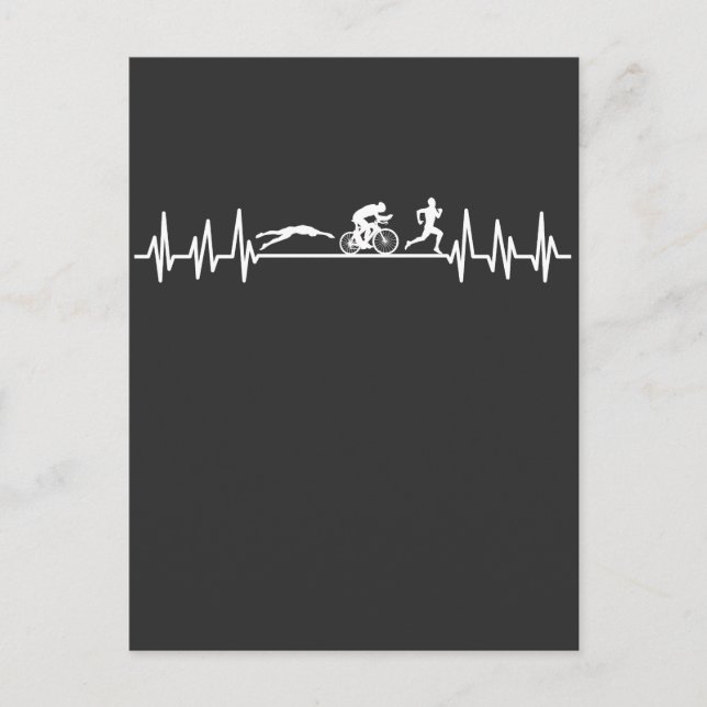 Cartão Postal Triathlon heartbeat Sportman Bike Natação Run Athl (Frente)