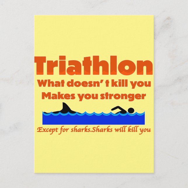 Cartão Postal Triathlon Humor Impressão (Frente)
