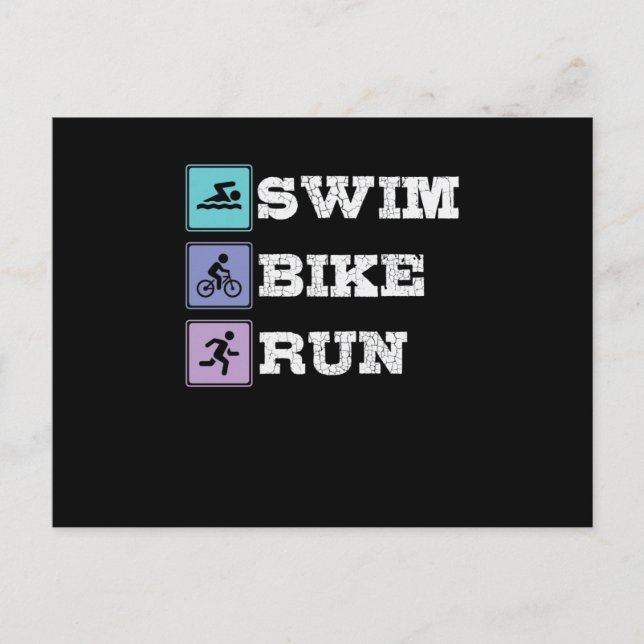 Cartão Postal Triathlon Natação Bike Run (Frente)