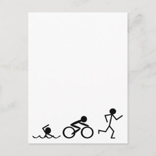 Cartão Postal Triathlon Stick Figures