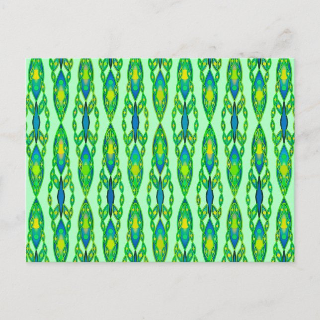 Cartão Postal Tribal Batik - Mint, Emerald Green e Blue (Frente)