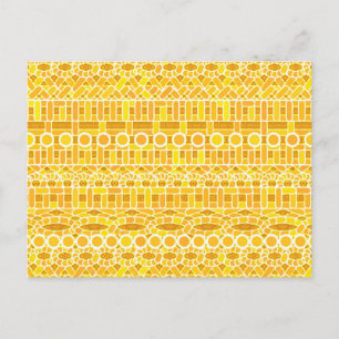 Cartão Postal Tribal Batik - ouro mostarda e laranja