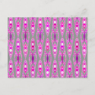 Cartão Postal Tribal Batik - Rosa Física, Violeta e Cinzas