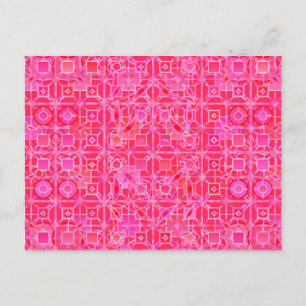 Cartão Postal Tribal Batik - tons cor-de-rosa fuchsia