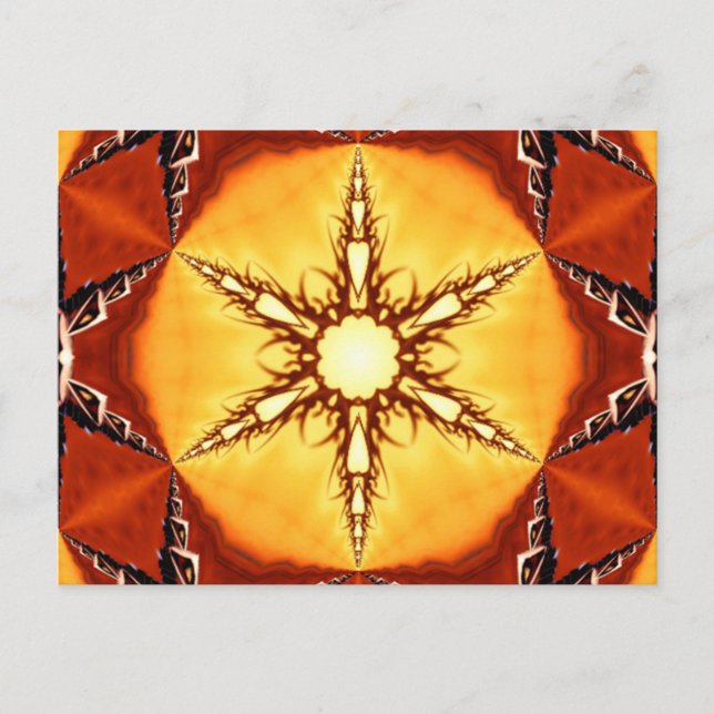 Cartão Postal Tribal Fire Star Kaleidoscope Mandala (Frente)