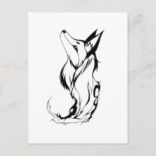 Cartão Postal Tribal Fox Tattoo Design