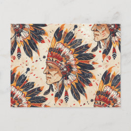Cartão Postal Tribo de Arte Étnica do Headdress Nativo Americano