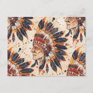 Cartão Postal Tribo de Arte Étnica do Headdress Nativo Americano