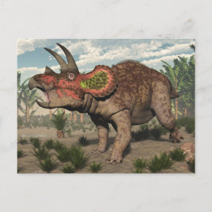 Cartão Postal Triceratops dinossauro - renderização 3D