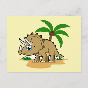 Cartão Postal Triceratops Em Um Clima Tropical.