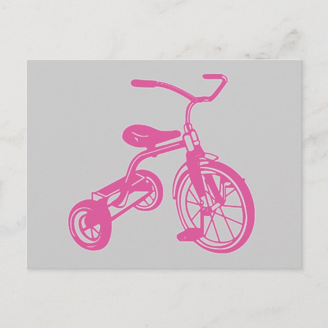 Cartão Postal Triciclo Rosa para Crianças (Frente)