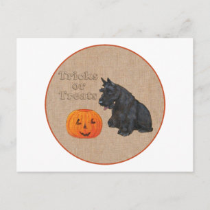 Cartão Postal Trick or Treat Cachorro Scottie