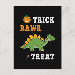 Cartão Postal Trick Rawr Trate Cute Halloween Estegossauro Dino