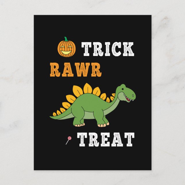 Cartão Postal Trick Rawr Treat Cute Halloween Stegosaurus Dino (Frente)