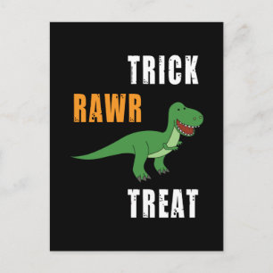 Cartão Postal Trick Rawr Treat Cute Halloween Tyrannosaurus Rex